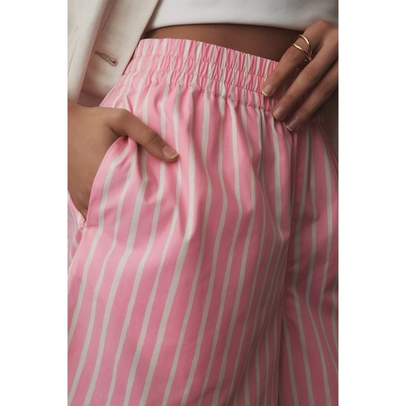New Marimekko Jokapoika Shorts Pink White Striped Long Boxer Shorts Size Large - Picture 12 of 12